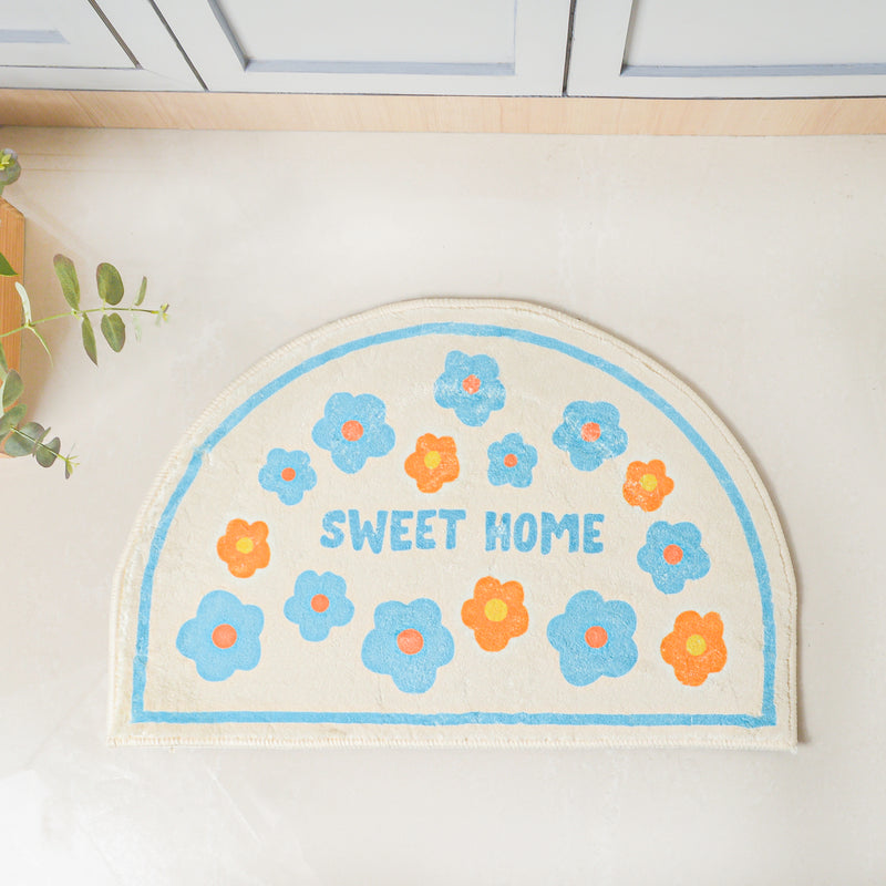 Blue White Semicircle Rug