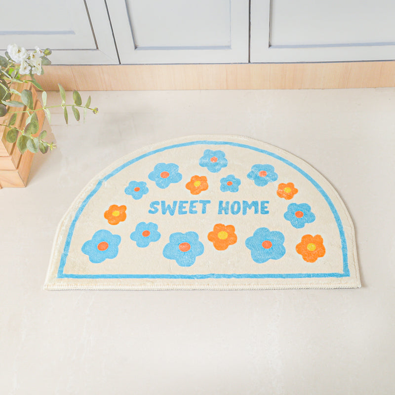 Blue White Semicircle Rug