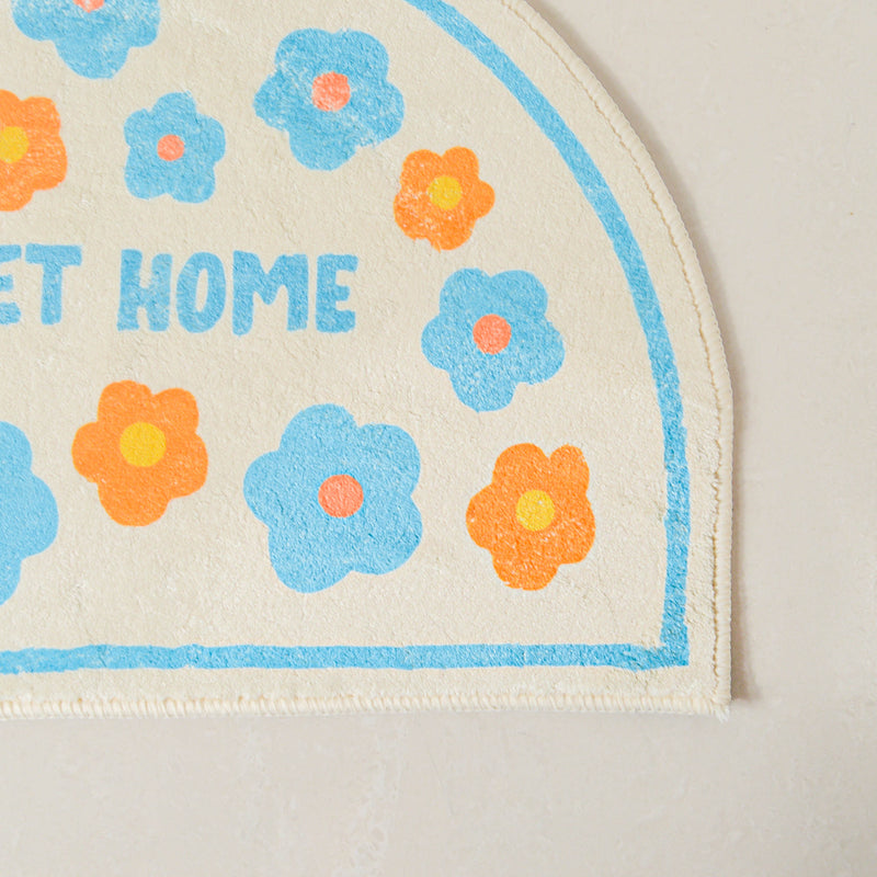 Blue White Semicircle Rug