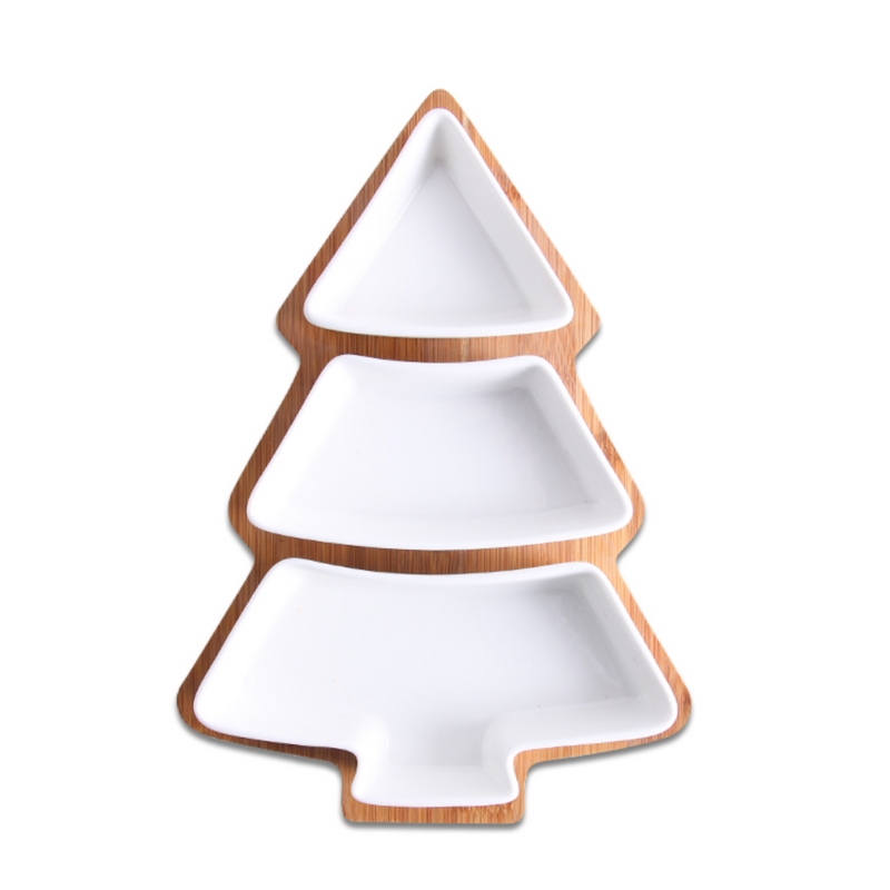 Merry Christmas Tree Platter 11.5 Inch Large - Bowls, serving bowls, ceramic bowls, snack serving bowls, section bowls, small serving bowls | Bowls for dining table & home decor