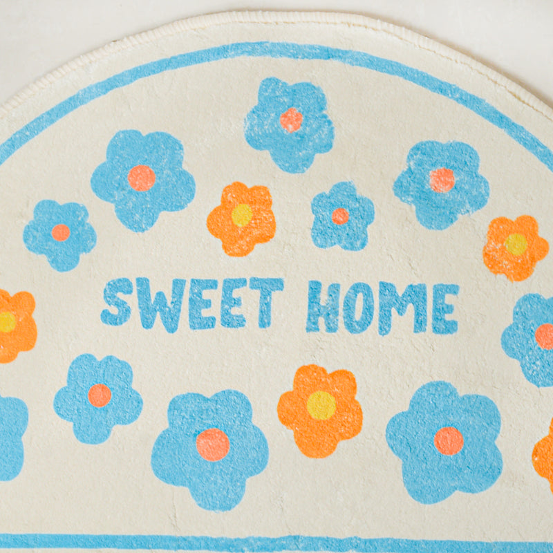 Blue White Semicircle Rug