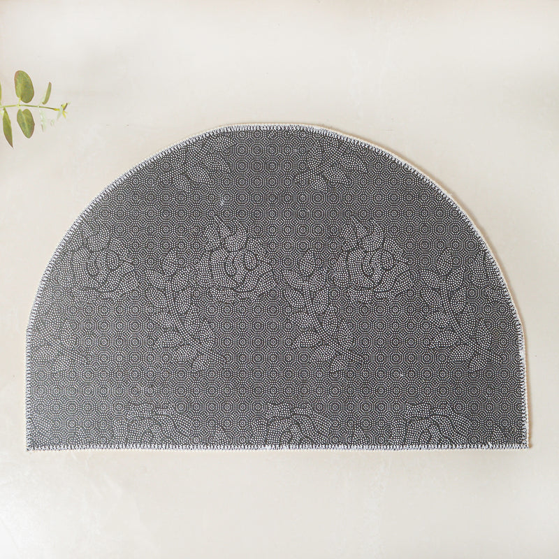 Blue White Semicircle Rug