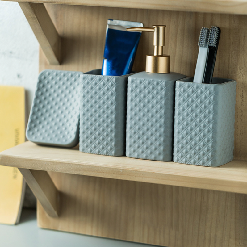 Grey Bathroom Accessory Set