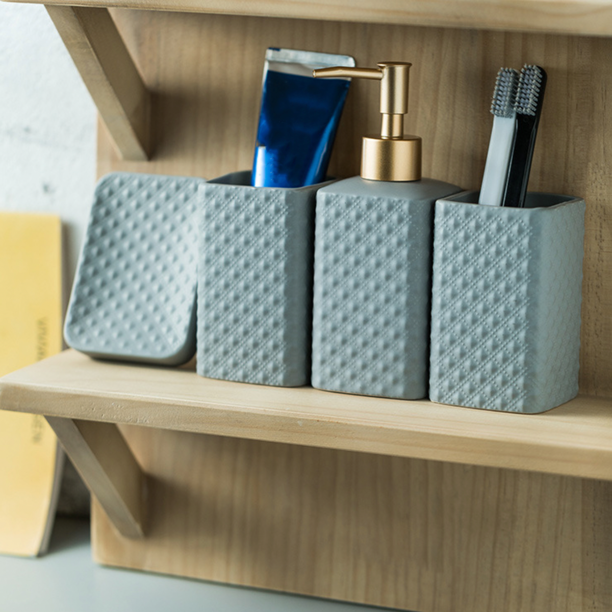 Grey Bathroom Accessory Set