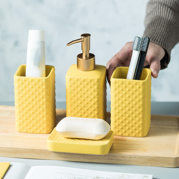 Yellow Bathroom Accessory Set