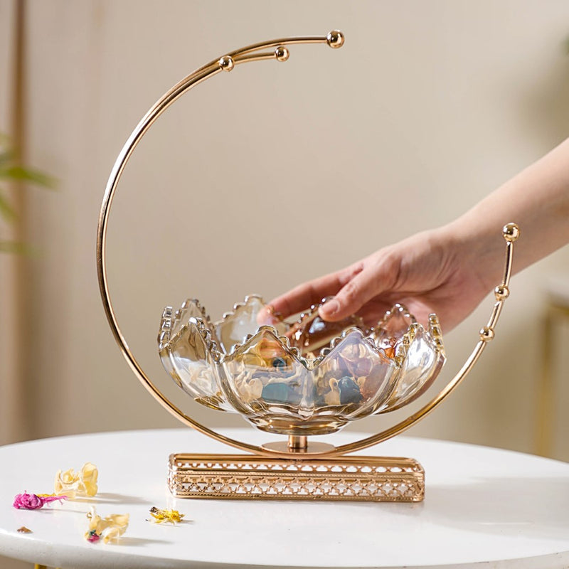Lunar Crystal Glass Decor Bowl With Stand