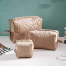 Beige Blossom Vanity Pouch Set Of 3