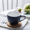 MAGNIFIQUE textured mug with cork coaster - Prussian blue- Mug for coffee, tea mug, cappuccino mug | Cups and Mugs for Coffee Table & Home Decor