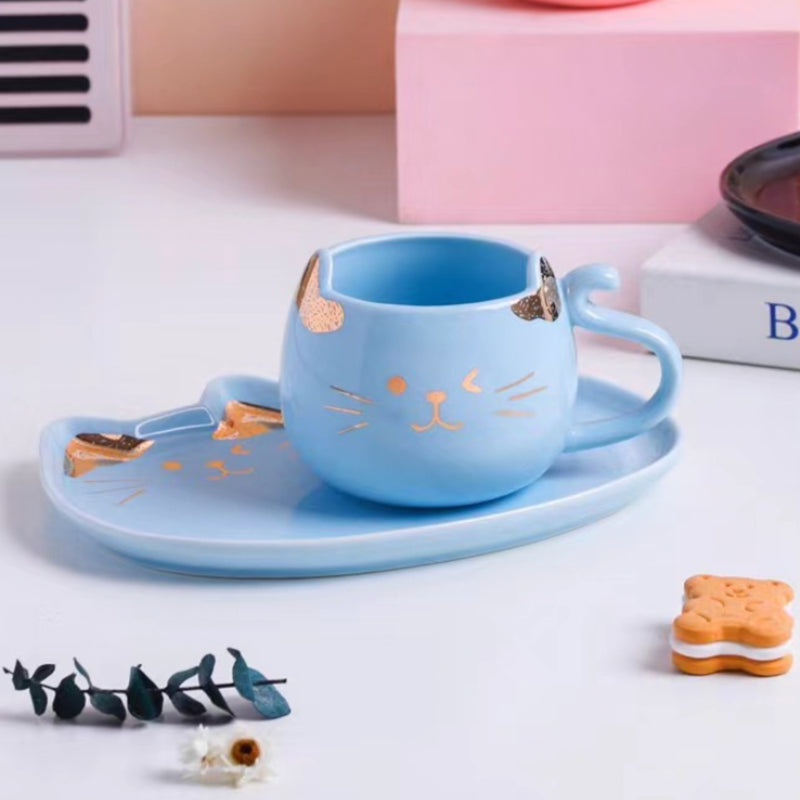 Cat Mug And Plate- Tea cup, coffee cup, cup for tea | Cups and Mugs for Office Table & Home Decoration