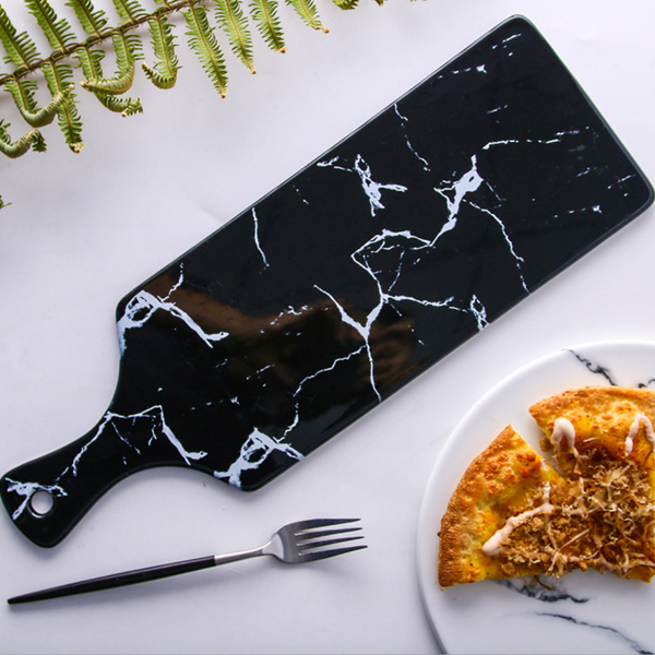 Rectangle Marble Platter Black - Ceramic platter, serving platter, fruit platter | Plates for dining table & home decor