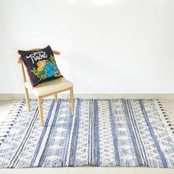 BOHO Kai Handwoven Rug - Blue & Natural