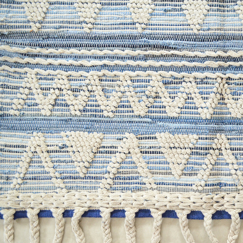 BOHO Kai Handwoven Rug - Blue & Natural