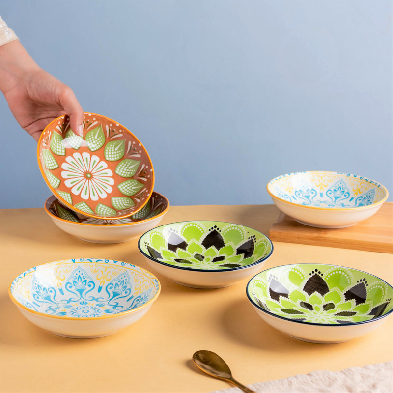 Mandala Dessert Plate Set of 2 - Serving plate, small plate, snacks plates | Plates for dining table & home decor