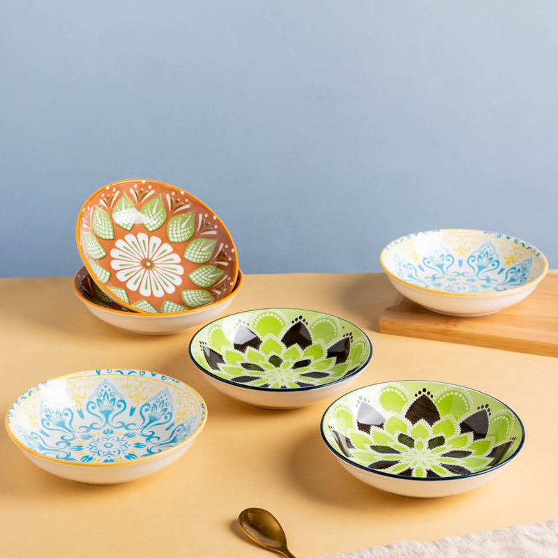 Mandala Dessert Plate Set of 2 - Serving plate, small plate, snacks plates | Plates for dining table & home decor