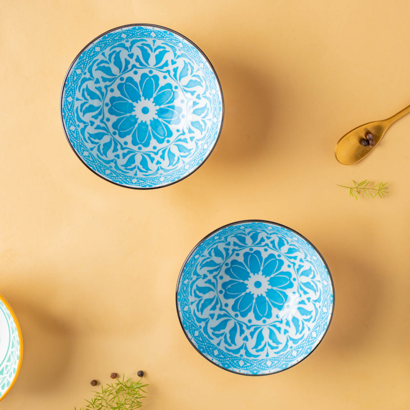 Mandala Dessert Bowl Set of 2 - Bowl,ceramic bowl, snack bowls, curry bowl, popcorn bowls | Bowls for dining table & home decor