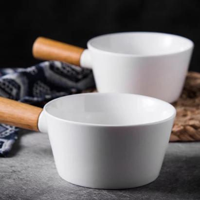 MAGNIFIQUE Bowl With Bamboo Handle Large - Soup bowl, serving bowls, noodle bowl, snack bowl, popcorn bowls | Bowls for dining & home decor