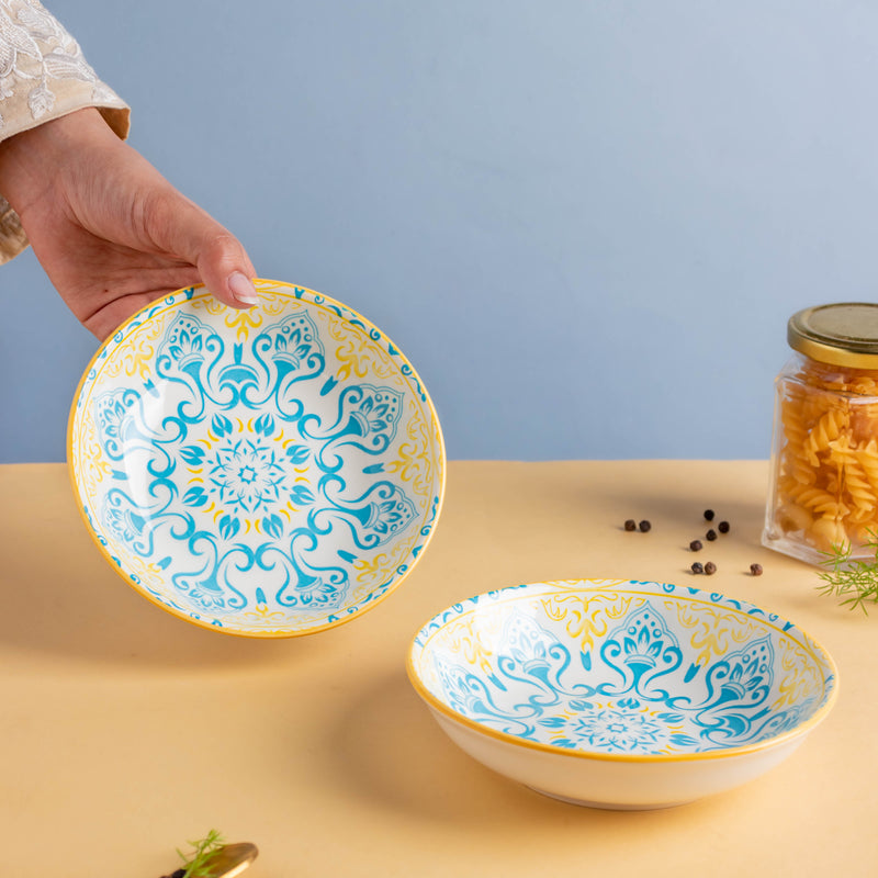 Mandala Dessert Plate Set of 2 - Serving plate, small plate, snacks plates | Plates for dining table & home decor