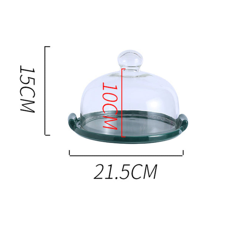 Cake Plate With Cover Green 8.5 Inch