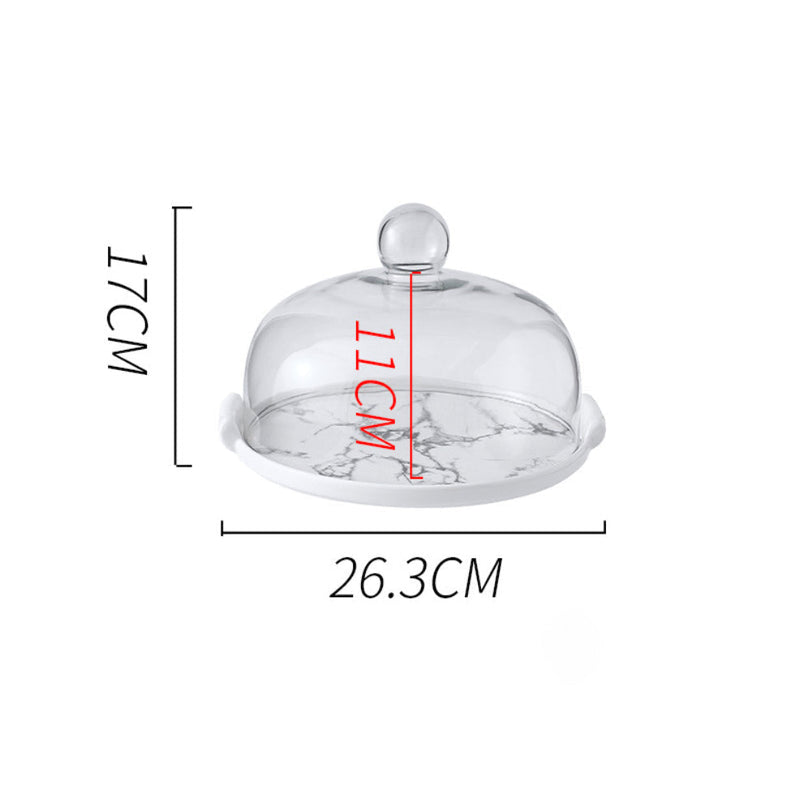 Marble Cake Plate With Cover 10 Inch