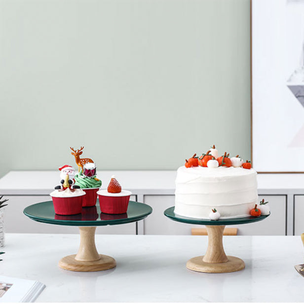 Green Cake Stand With Cloche Cover 9.5 Inch