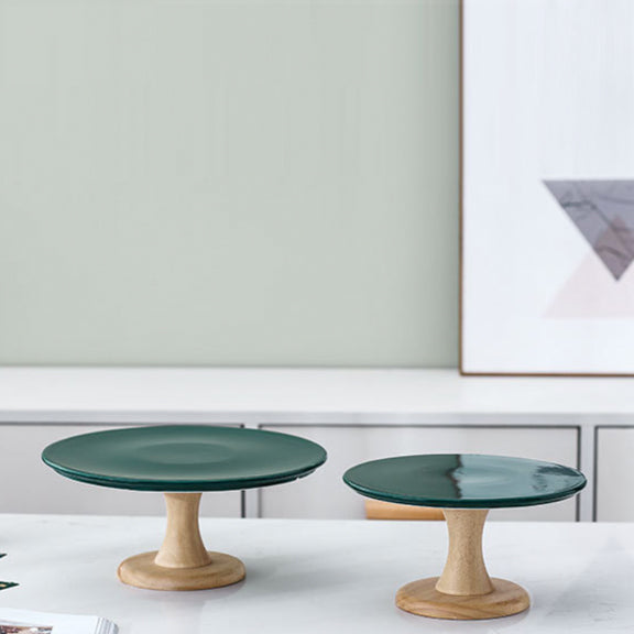 Green Cake Stand With Cloche Cover 9.5 Inch