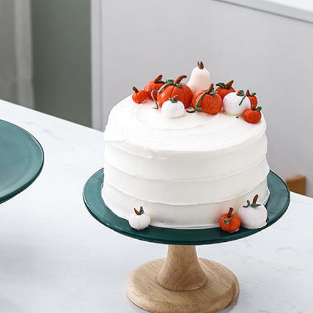 Green Cake Stand With Cloche Cover 9.5 Inch