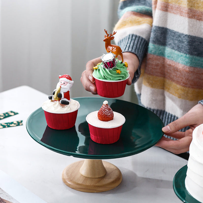 Green Cake Stand With Cloche Cover 9.5 Inch