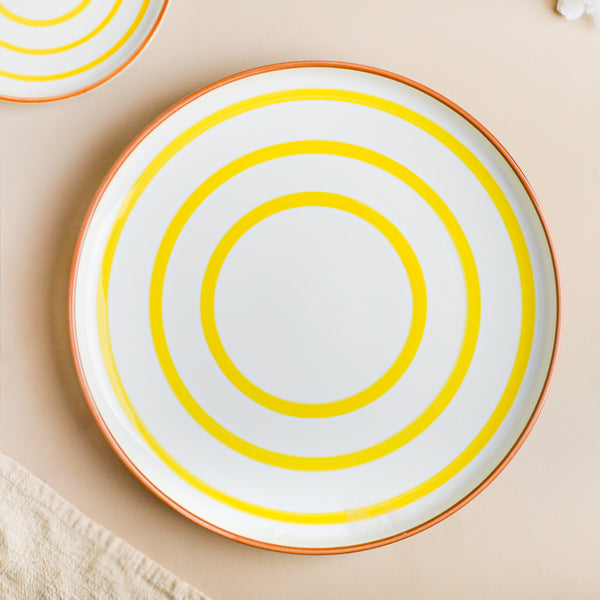 Spiral Dinner Plate Yellow 10 Inch - Serving plate, rice plate, ceramic dinner plates| Plates for dining table & home decor