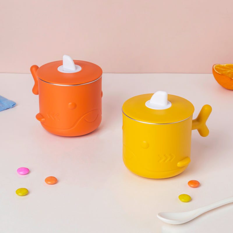 Keep Warm Stainless Steel Feeding Cup Orange 200 ml - Kids Lunch Box