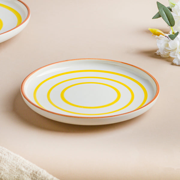Spiral Dinner Plate Yellow 10 Inch - Serving plate, rice plate, ceramic dinner plates| Plates for dining table & home decor