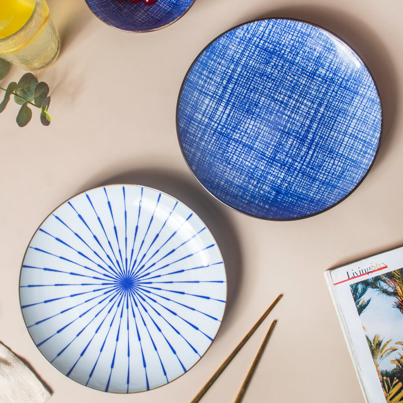 Caspian Cobalt Blue White Plate 7.5 Inch - Serving plate, snack plate, dessert plate | Plates for dining & home decor