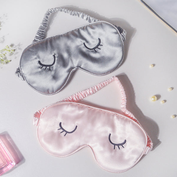 Sleepy Eyes Satin Eye Mask With Pouch Pink