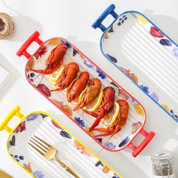 Floral Baking Dish Long - Baking Tray