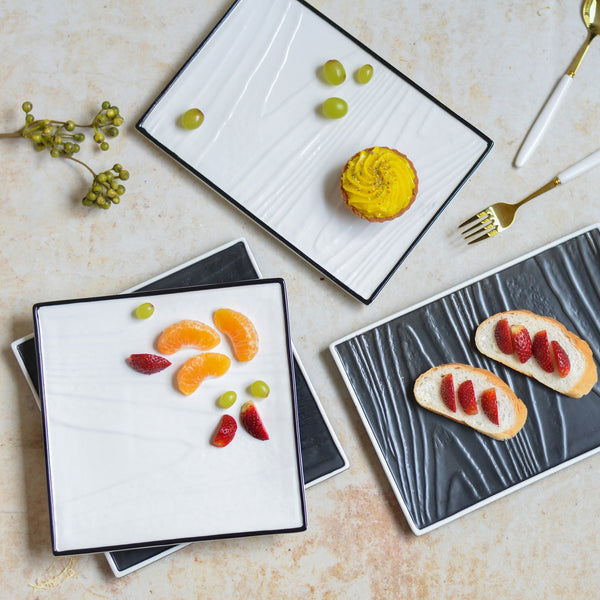 Ceramic Wooden Texture Platter - Ceramic platter, serving platter, fruit platter | Plates for dining table & home decor