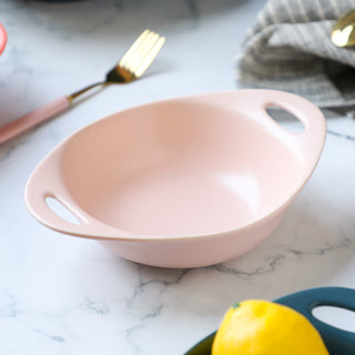 Modern Serving Bowl With Handle Pink Small