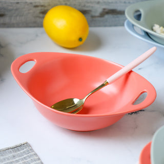 Modern Serving Bowl With Handle Coral Small