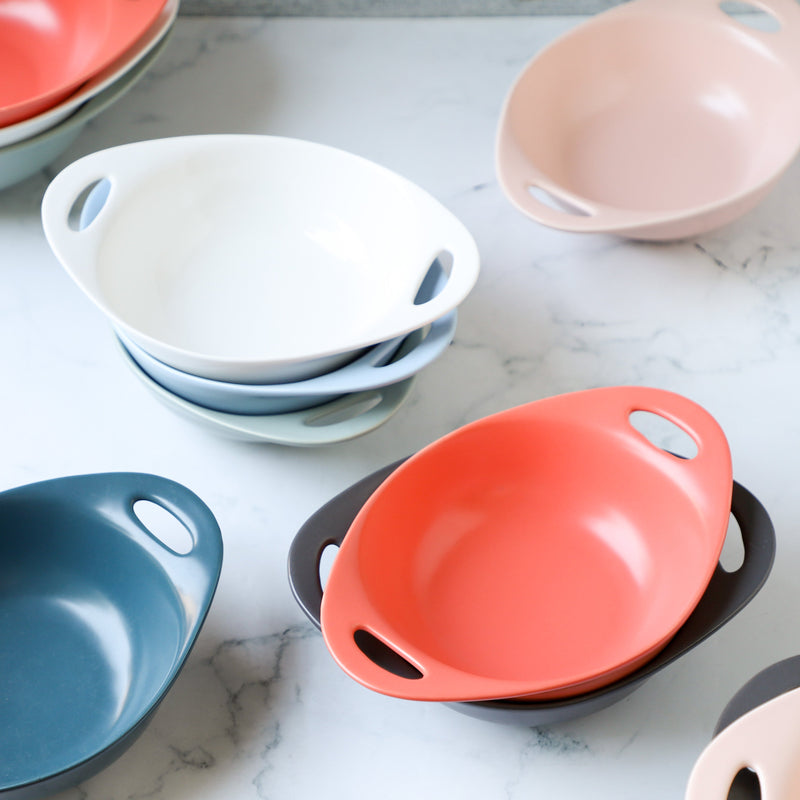 Modern Serving Bowl With Handle White Small - Ceramic bowl, salad bowls, snack bowls, bowl with handle, oven bowl | Bowls for dining table & home decor