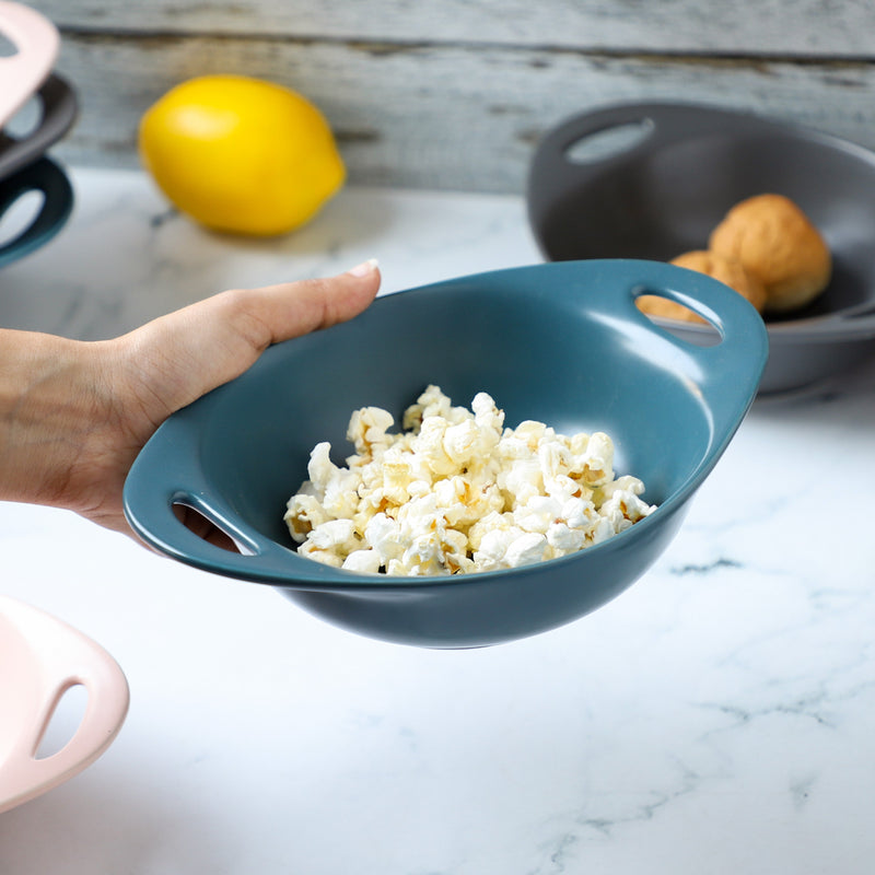 Modern Serving Bowl With Handle Teal Small - Ceramic bowl, salad bowls, snack bowls, bowl with handle, oven bowl | Bowls for dining table & home decor