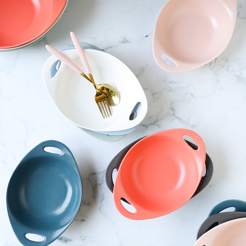 Modern Serving Bowl With Handle White Small - Ceramic bowl, salad bowls, snack bowls, bowl with handle, oven bowl | Bowls for dining table & home decor