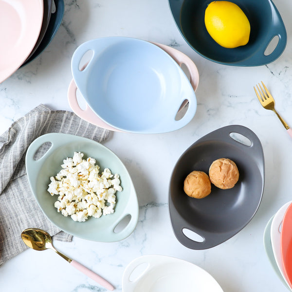 Modern Serving Bowl With Handle Blue Small