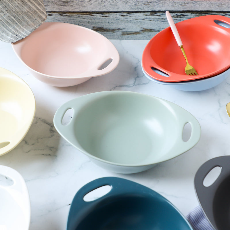 Baking Bowl With Handles Large - Bowl, ceramic bowl, serving bowls, noodle bowl, salad bowls, bowl with handle, baking bowls | Bowls for dining table & home decor