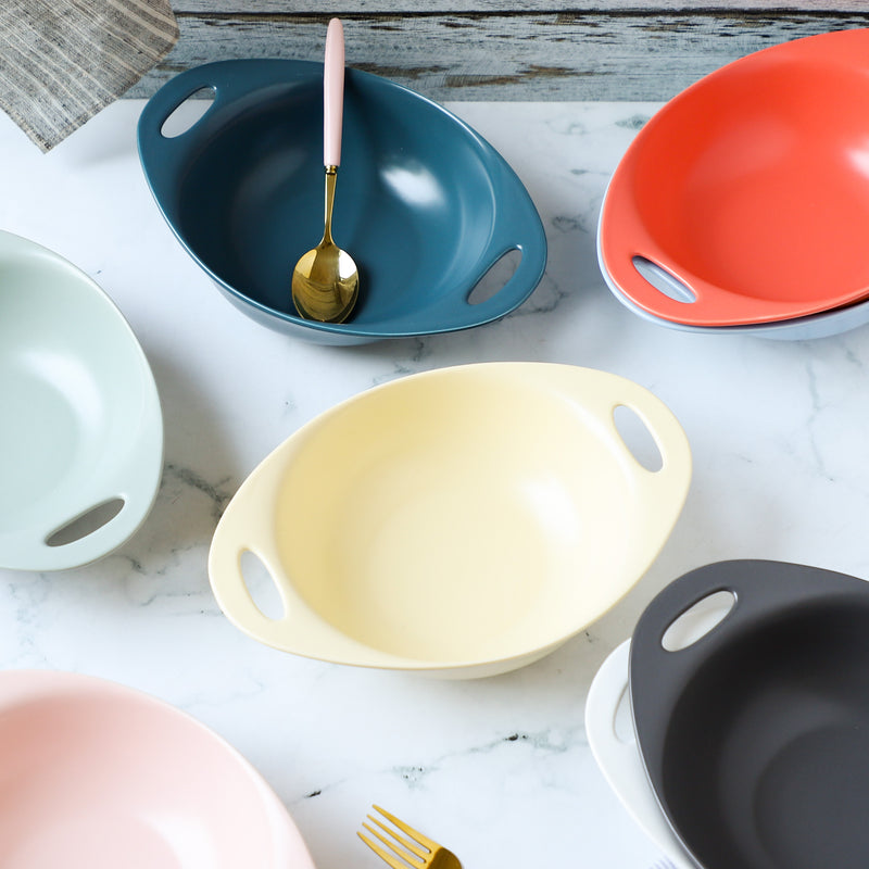 Baking Bowl With Handles Large - Bowl, ceramic bowl, serving bowls, noodle bowl, salad bowls, bowl with handle, baking bowls | Bowls for dining table & home decor