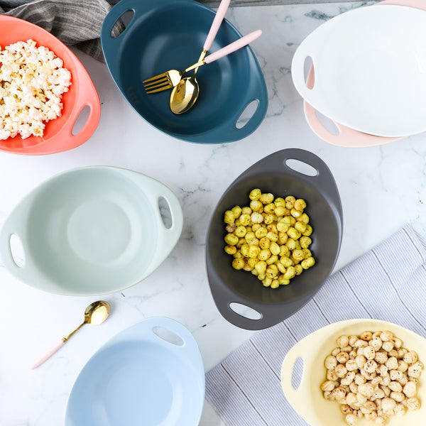Baking Bowl With Handles Large - Bowl, ceramic bowl, serving bowls, noodle bowl, salad bowls, bowl with handle, baking bowls | Bowls for dining table & home decor