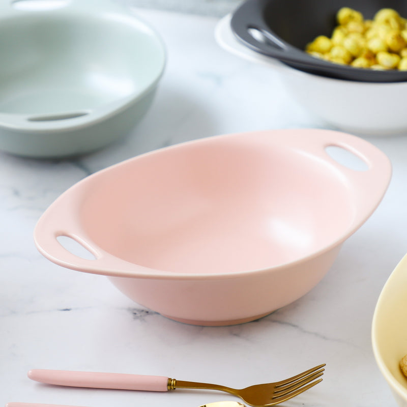 Baking Bowl With Handles Large - Bowl, ceramic bowl, serving bowls, noodle bowl, salad bowls, bowl with handle, baking bowls | Bowls for dining table & home decor