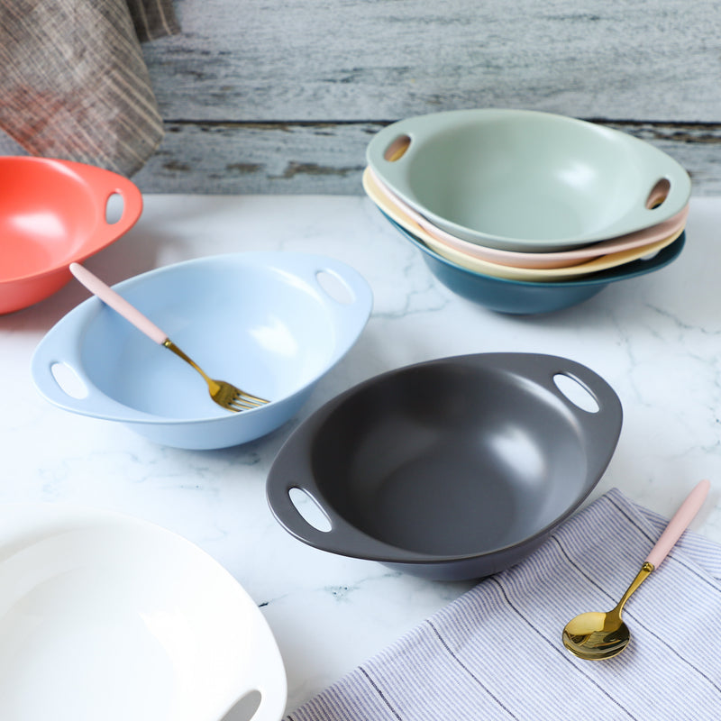 Baking Bowl With Handles Large - Bowl, ceramic bowl, serving bowls, noodle bowl, salad bowls, bowl with handle, baking bowls | Bowls for dining table & home decor