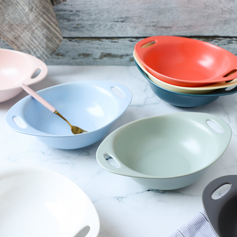 Baking Bowl With Handles Large - Bowl, ceramic bowl, serving bowls, noodle bowl, salad bowls, bowl with handle, baking bowls | Bowls for dining table & home decor