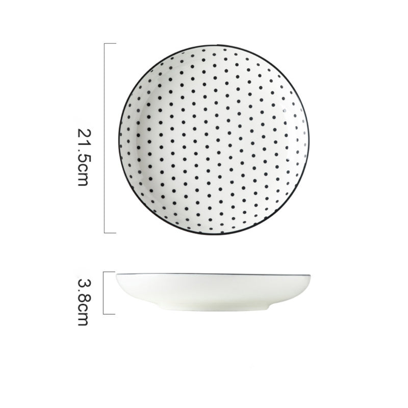 Black and White Deep Plate - Serving plate, pasta plate, lunch plate, deep plate | Plates for dining table & home decor