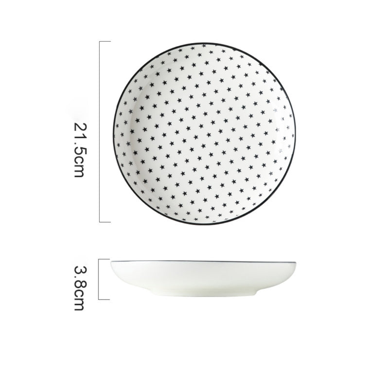 Black and White Deep Plate - Serving plate, pasta plate, lunch plate, deep plate | Plates for dining table & home decor