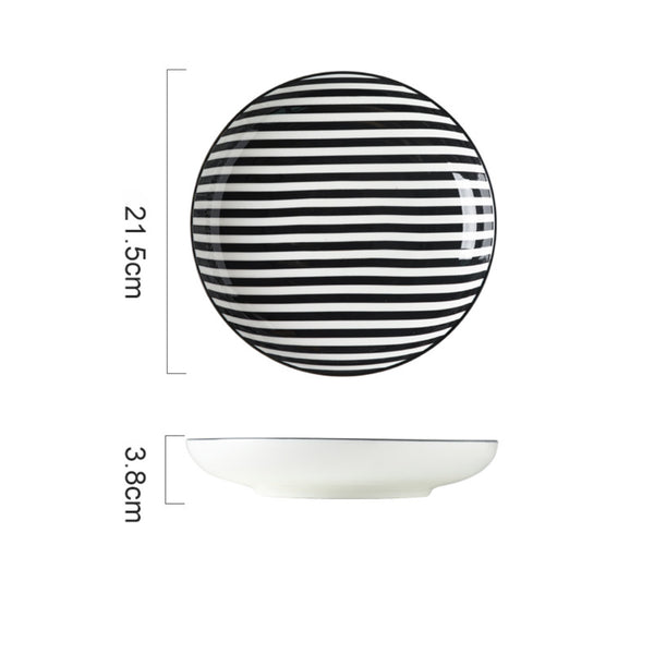 Black and White Deep Plate - Serving plate, pasta plate, lunch plate, deep plate | Plates for dining table & home decor