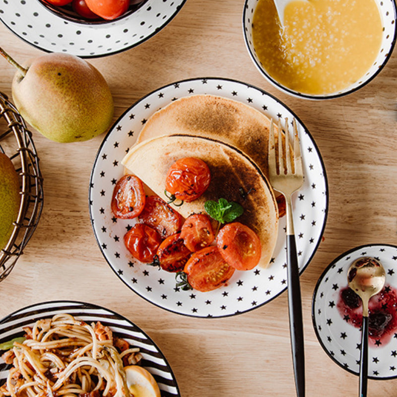 Black and White Deep Plate - Serving plate, pasta plate, lunch plate, deep plate | Plates for dining table & home decor